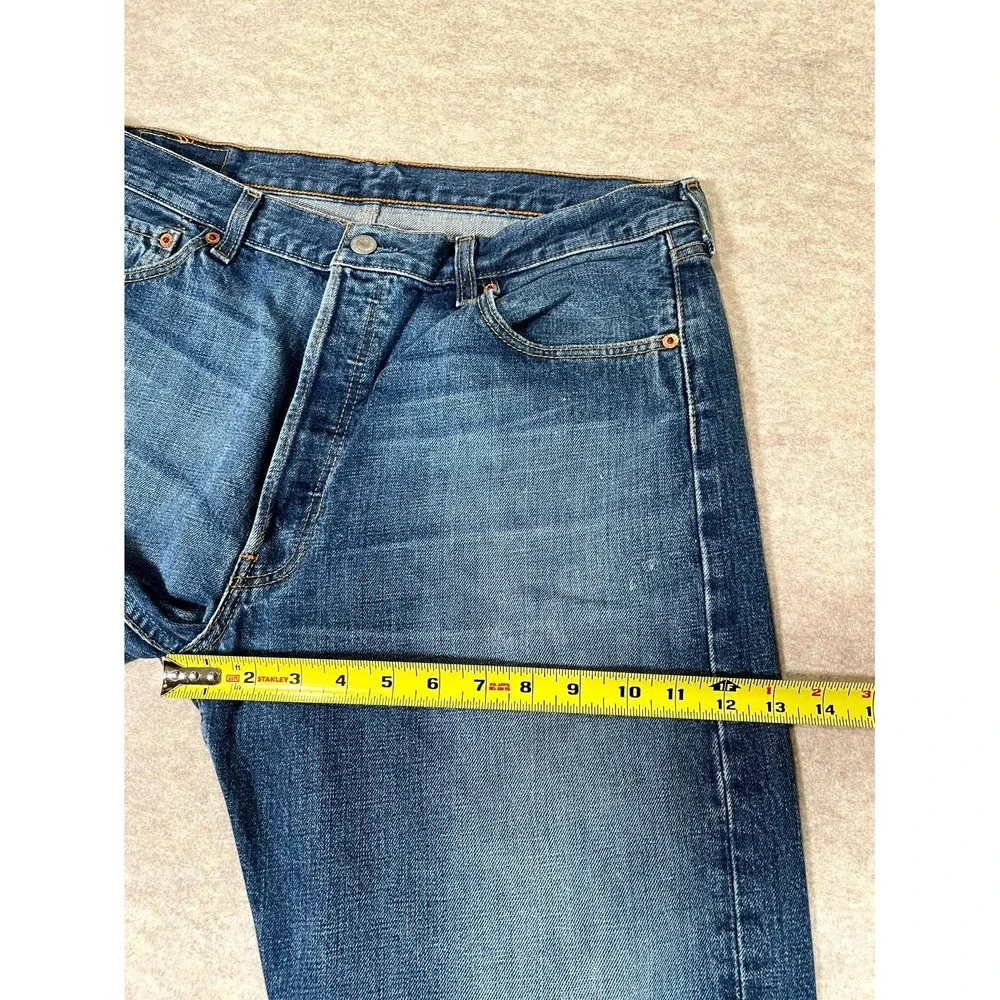 Levis 501 Original Fit Jeans Mens 36x32 Blue Denim Straight Leg Cotton High Rise